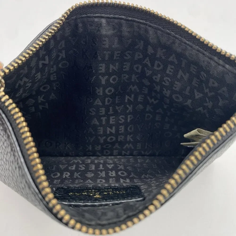 Kate Spade Highland Place Bee Black Pebbled Leather Wristlet | Wallet | Clutch